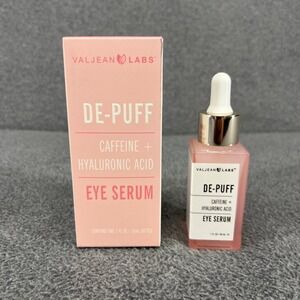 Valjean Labs De-Puff Eye Serum Unisex 1oz Pink Caffeine Hyaluronic Acid Skincare